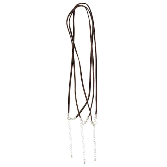 12 Packs: 3 ct. (36 total) Brown Suede Necklace by Bead Landing&#x2122;